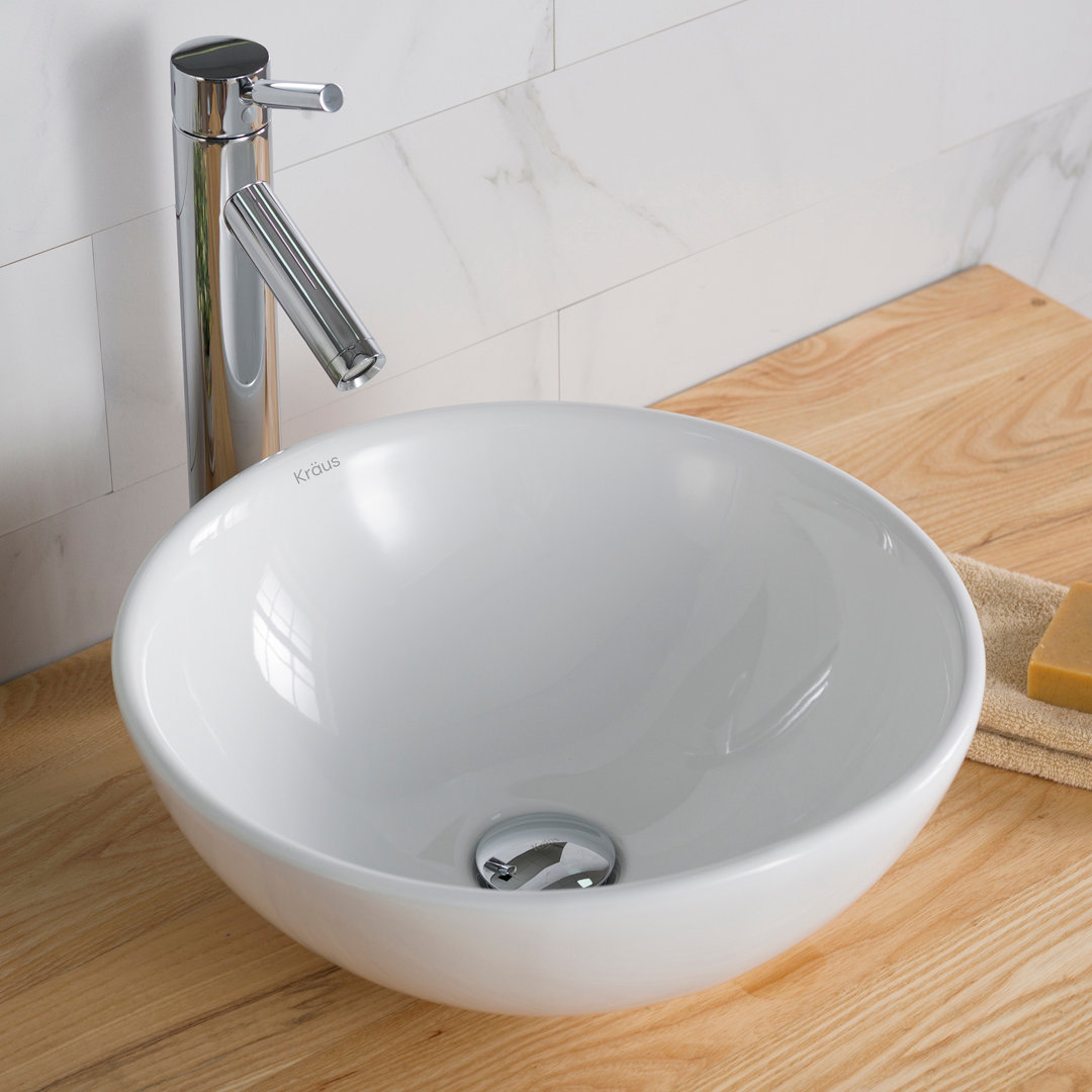 Thin ceramics Circular Vessel Bathroom Sink Kraus