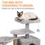  Arbre à chat 28 po pour chatons, tour pour chat avec tableau à griffer, perchoir rembourré, panier, gris