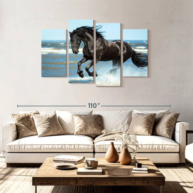 Friesian By The Beach, H 48 po x l 75 po