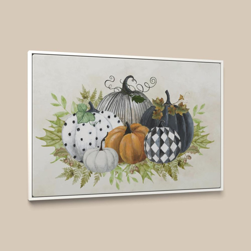 «The Pumpkin Patch» par Tava Studios - Impression sur toile, 36 po x 24 po, Cadre plat flottant, Blanc