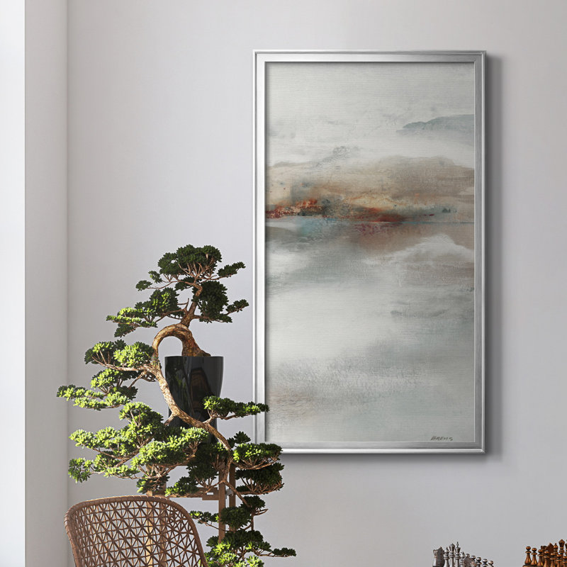 «Rising Veil V», reproduction d'art, H 14,5 po x l 26,5 po x P 1,5 po, Toile encadrée argentée, Pas de tapis