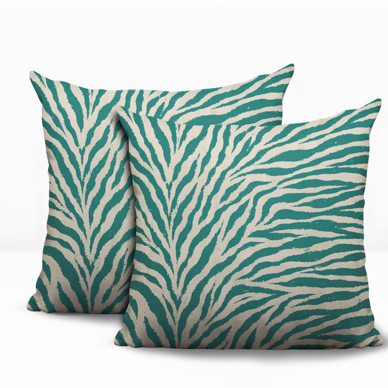 Oreiller réversible Jay Zebra, 16x16, Teal