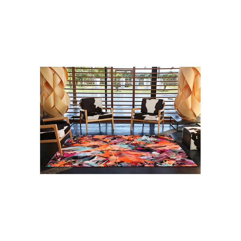 Tapis décoratif lavable à motif de cristaux orange, Sous-tapis rectangulaire de 3 pi 3 po x 4 pi 11 po