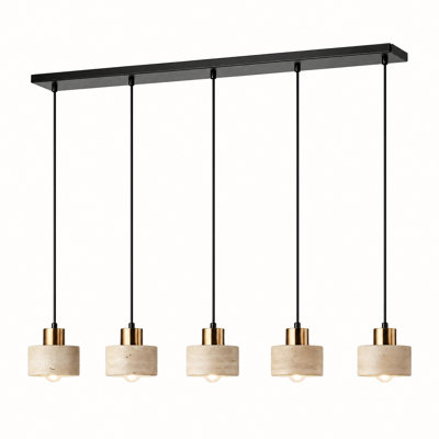 Bangor 39-inch 5-light Kitchen Island Pendant Light Yellow Travertine