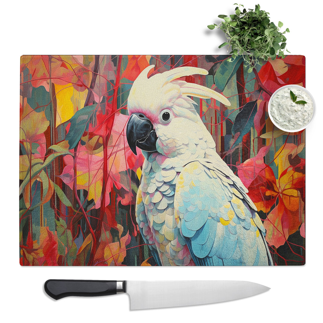 Cockatoo Colour Field  Glass Chopping Board