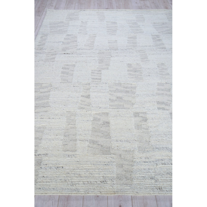 Canyon Wool Abstract Area Rug in Silver/Gray, Rectangle 10' x 14'