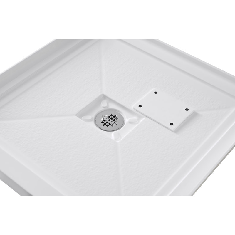 36 in. x 36 in. Alcove Acrylic Shower Base in Glossy White With Center Drain, Drain Included, Glossy White