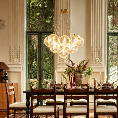 Newtown 19 - Light Cluster Glass Bubble Chandelier for Dining Room