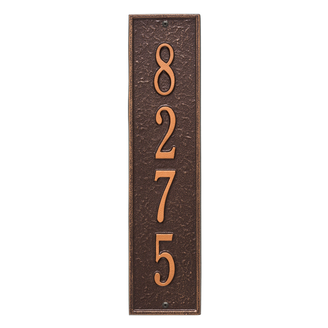 Hagen Personalized Vertical 4-Line Wall Address Plaque Charlton Home® Background Color/ Letter