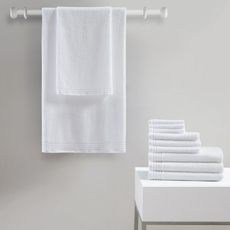 100% Cotton Quick Dry 12 Piece Bath Towel Set, White