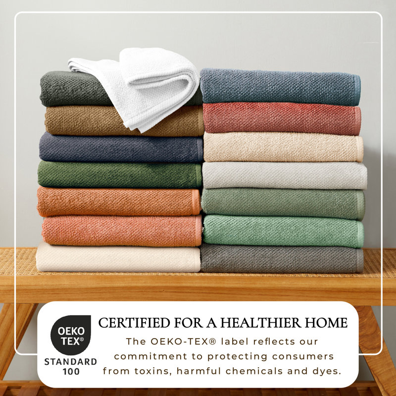 Drap de bain 100% coton texturé, Vert forêt, Drap de bain - paquet de 2