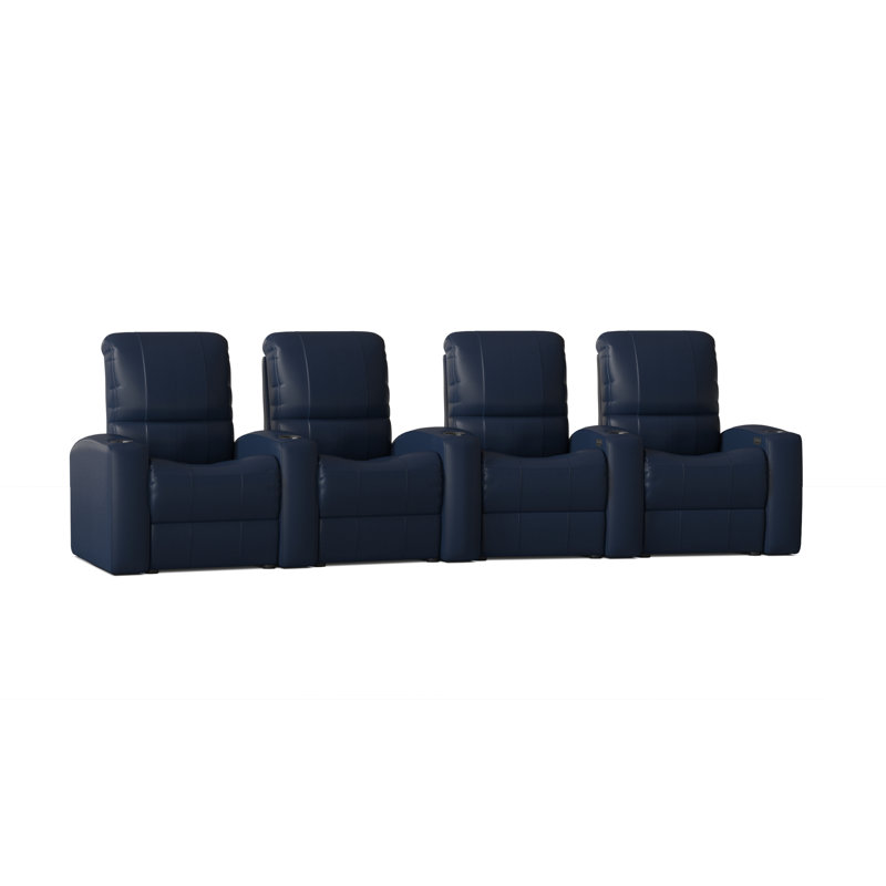 Blaze Upholstered Microfiber / Microsuede and Top Grain Leather Home Theater Seating with Cup Holder, Luxe Regatta, Power