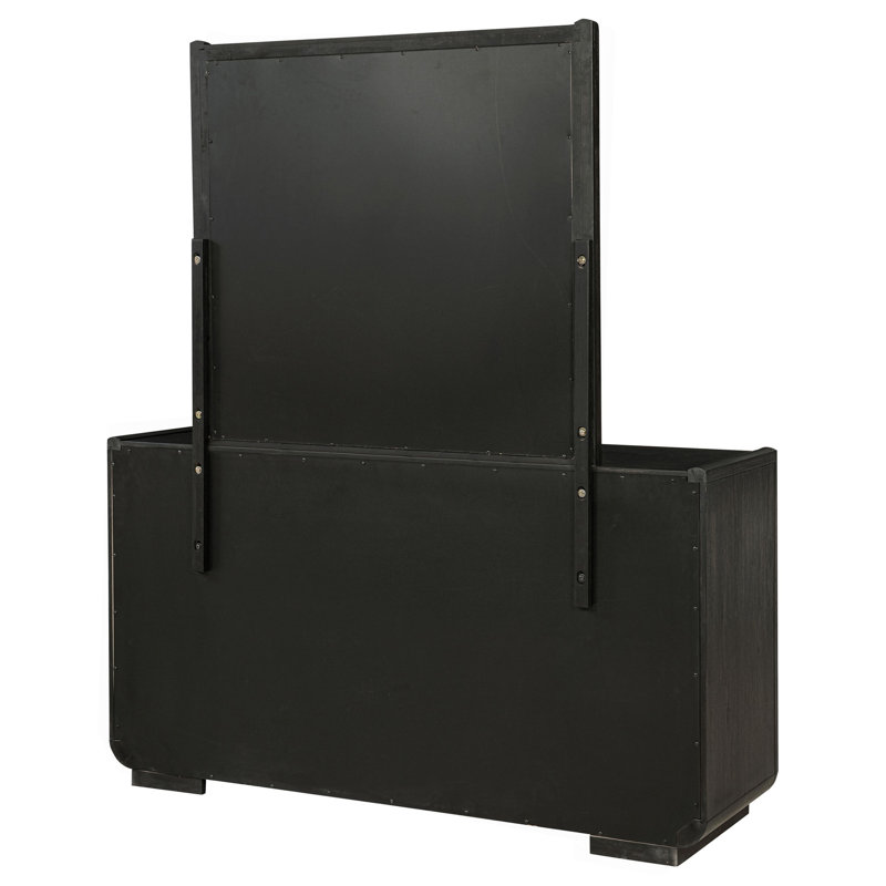 Commode de chambre à coucher à 8 tiroirs avec miroir bruni bruni