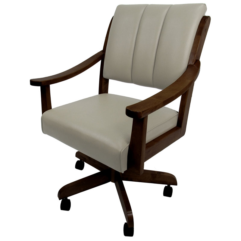 Casa Solid Wood Dining Caster Chair, Ocean Beige, Watlnut Honey