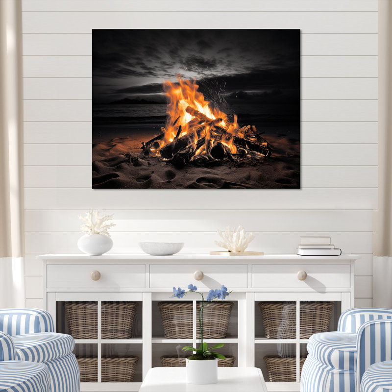 Sapin au bord de la mer au coucher du soleil III - Reproduction d'art nautique et de plage, H 34 po x l 44 po x P 1,5 po
