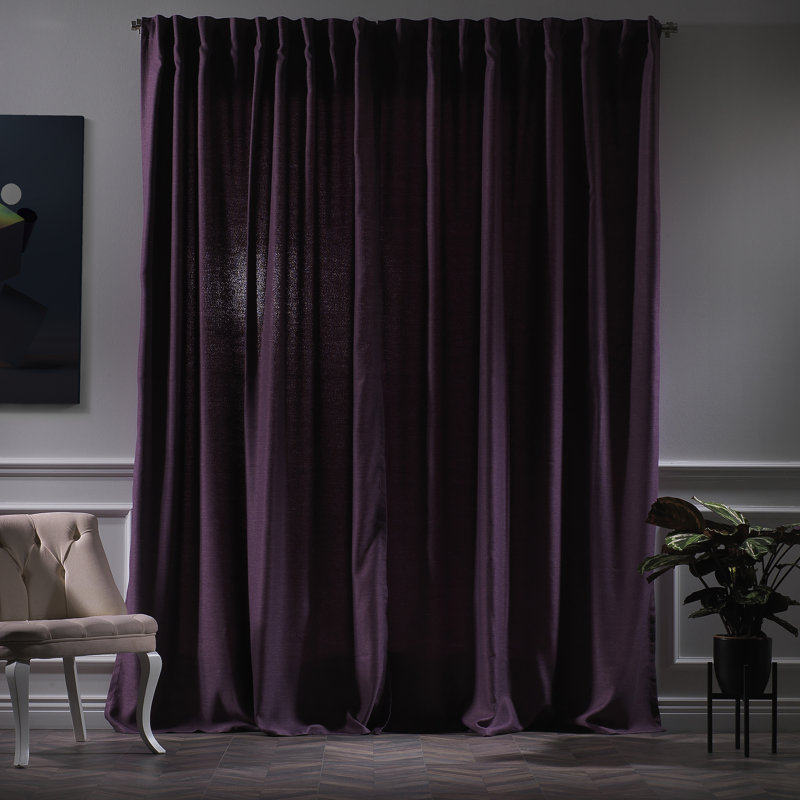 Decorative Room Darkening Curtain Panels, Purple, 52'' W x 120'' L