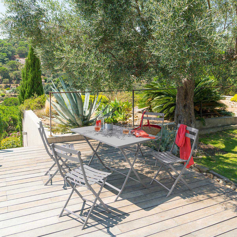 Nifleim Rectangular Metal Folding Outdoor Bistro Table , 110cm cm W 70cm cm D, Grey
