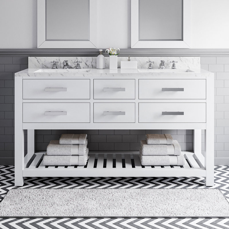 Madalyn 60'' W Vanity, Pure White, 34'' H x 60'' W x 21.5'' D
