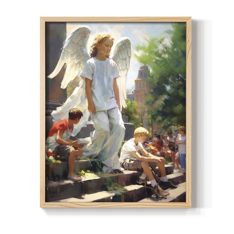 Religious Series CDLX, reproduction encadrée - bois massif, Naturel, H 21 po x l 17 po