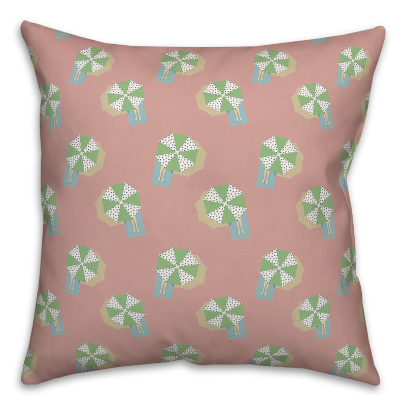 Toile Reversible Throw Pillow, Pink/Green