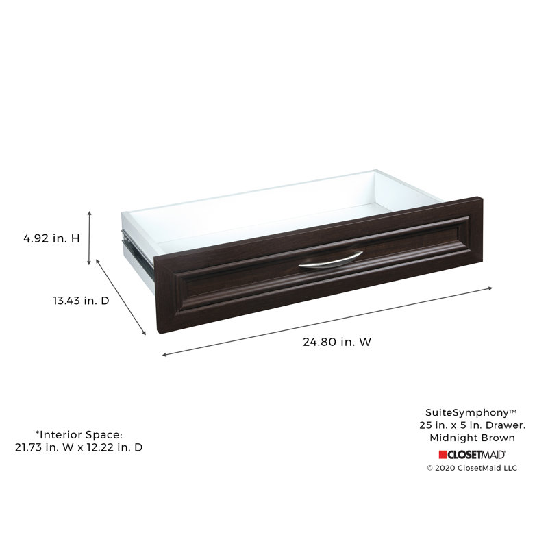 Tiroir l 16,65 po SuiteSymphony, H 4,92 po x l 24,80 po x P 13,62 po, Brun minuit