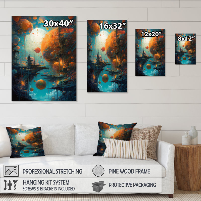 «Planets In The Universe II», reproduction d'art sur toile, Cadre noir, H 32 po x l 24 po x P 1 po