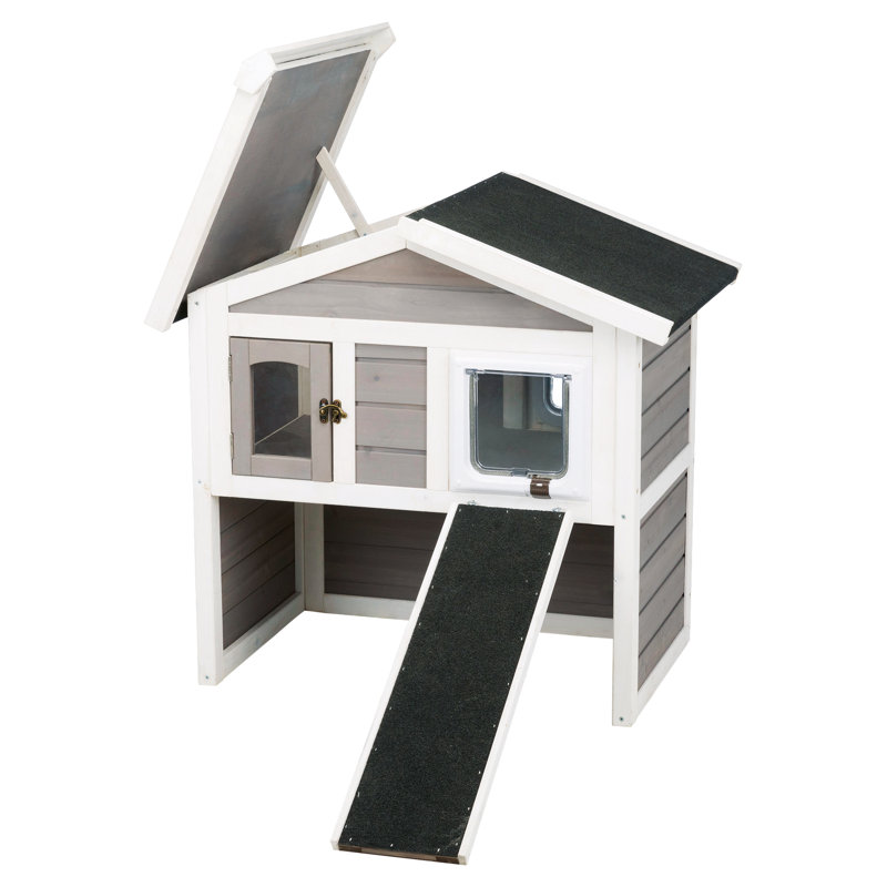 TRIXIE natura Insulated Cat Home, 2-Story, with Ramp
