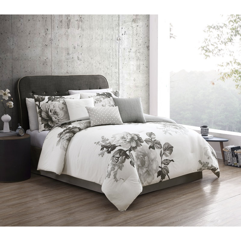 Ridgely Comforter Set, Queen Comforter + 6 Additional Pieces, Black