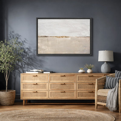 Minimal Landscape "Pastel Grey Beige Simple Minimalist Decor Artwork, Abstract Neutral Wall Pictures, Large Framed Canvas Giclee Print Wall Art"