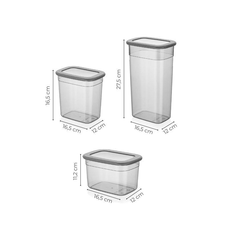 Durable Storage Box Set (18 Pieces), Anthracite Color | 6 x 5.1 x 4.4 in (13.0 fl oz), 6 x 5.1 x 6.5 in (21.0 fl oz), 6 x 5.1 x 10.8 in (32.0 fl oz) | 100% BPA-Free Plastic, Dishwasher Safe | Perfect for Organizing Home & Office