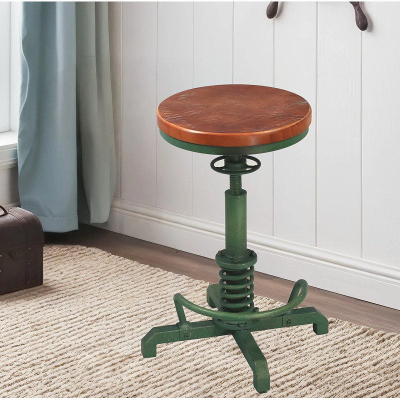 Javin Adjustable Height Counter Stool with Metal Frame, 1, Green