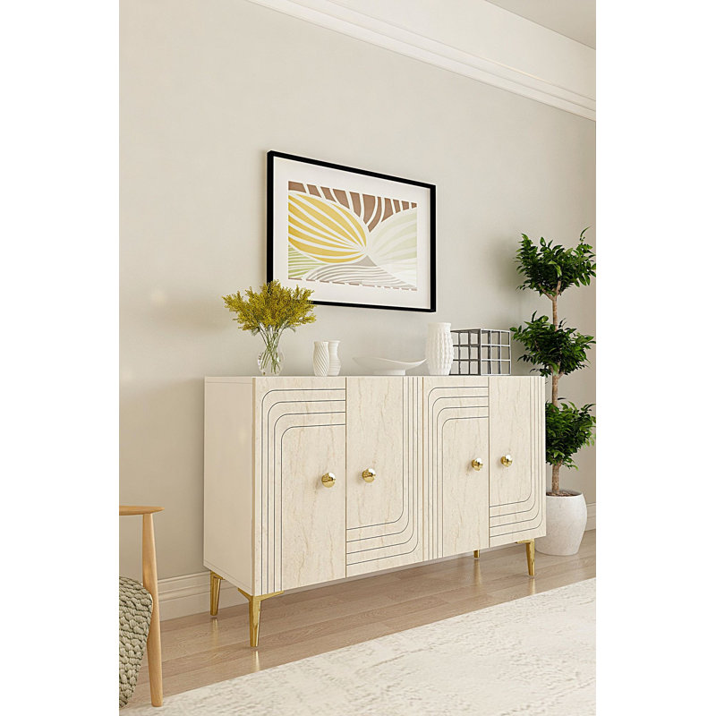 Console, Blanc / Traverti