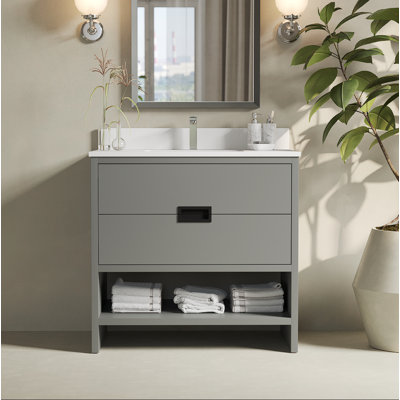 Urav 36'' Single Bathroom Vanity with Quartz Vanity Top