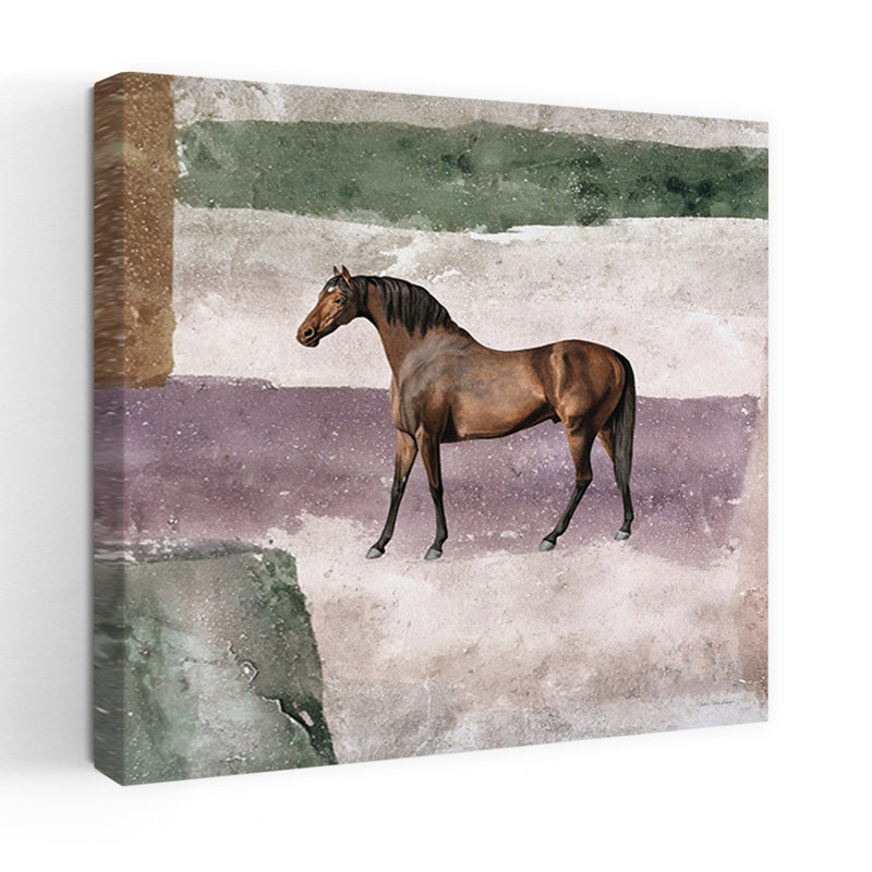 Cheval dans un champ, art contemporain abstrait, H 48 po x l 48 po