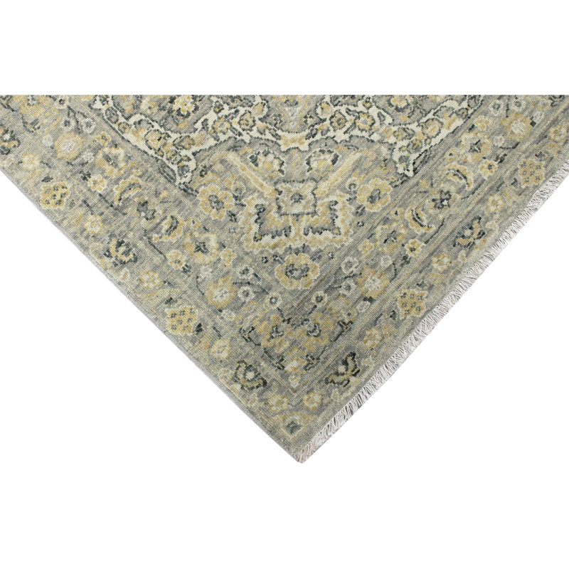 Oriental Area Rug in Gold/Gray, Rectangle 10' x 14'