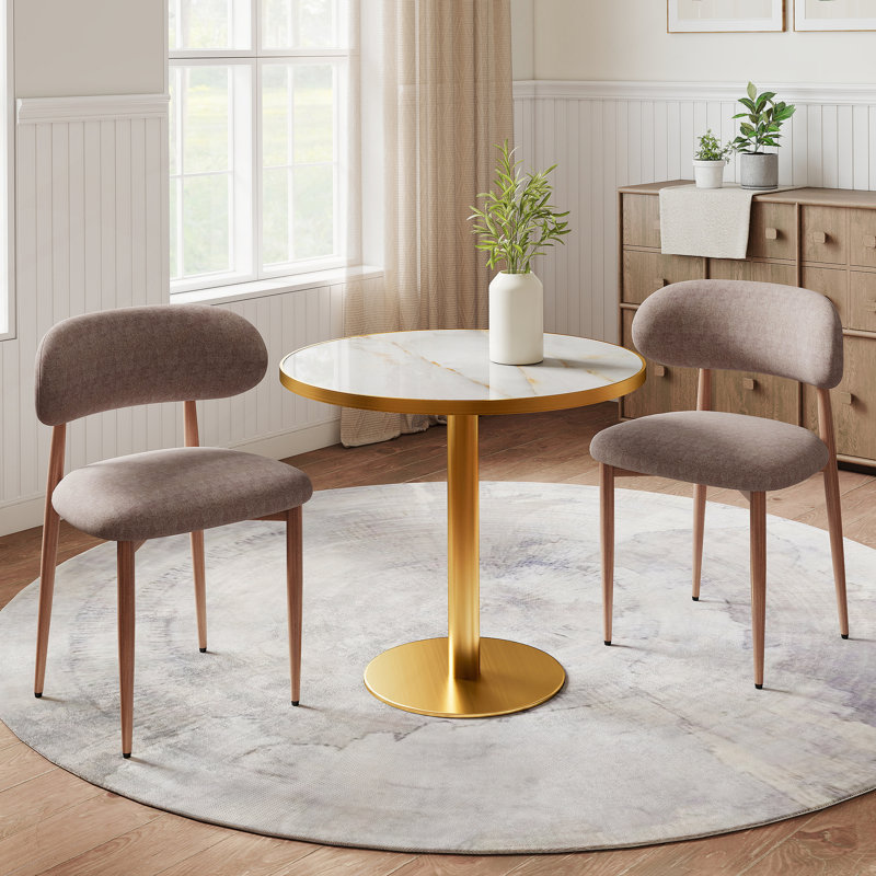Ensemble de 4 chaises de salle à manger rembourrées en tissu de style campagnard moderne avec repose-pieds confortables, pieds de table en métal pour la maison