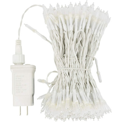ProductWorks Indoor/Outdoor 300 LED-Mini String Light Curtain with 8-Light Modes on White Wire, White, 6.5ft x 10ft
