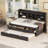 Antique Gray Twin Wooden Bed With Bookcase Headboard, Storage And Trundle Feature Built-In Areas, 3 Drawers-1179192960