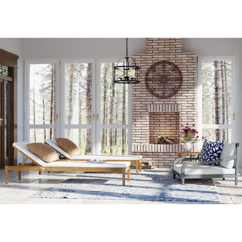 Hallei 35.4" Long Double Chaise with Cushions, Ash Gray