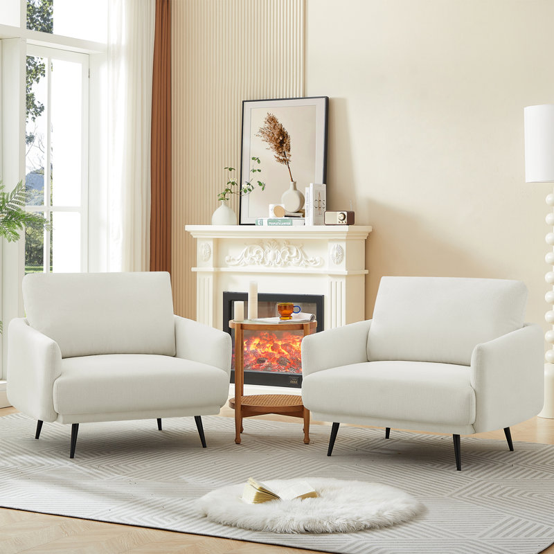 Fauteuil d'appoint à accoudoirs simples Chrisester Widest, Blanc