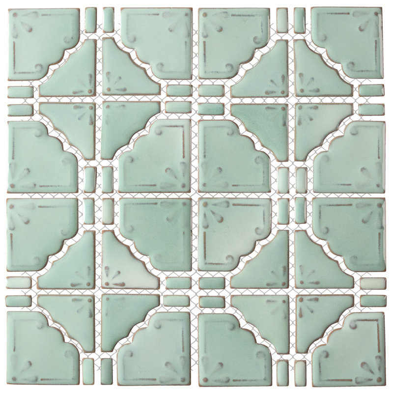 Hudson Moonbeam 11-7/8 In. X 11-7/8 In. Porcelain Mosaic Tile, Green