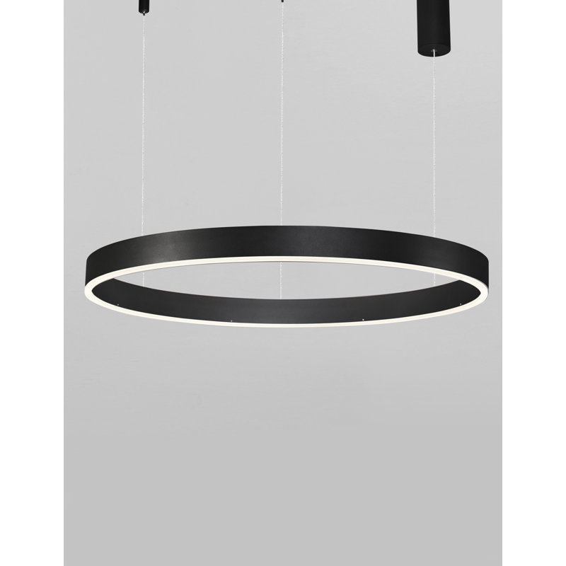 1 - Light LED Single Pendant, 5.5cm H x 80cm W x 80cm D, Black