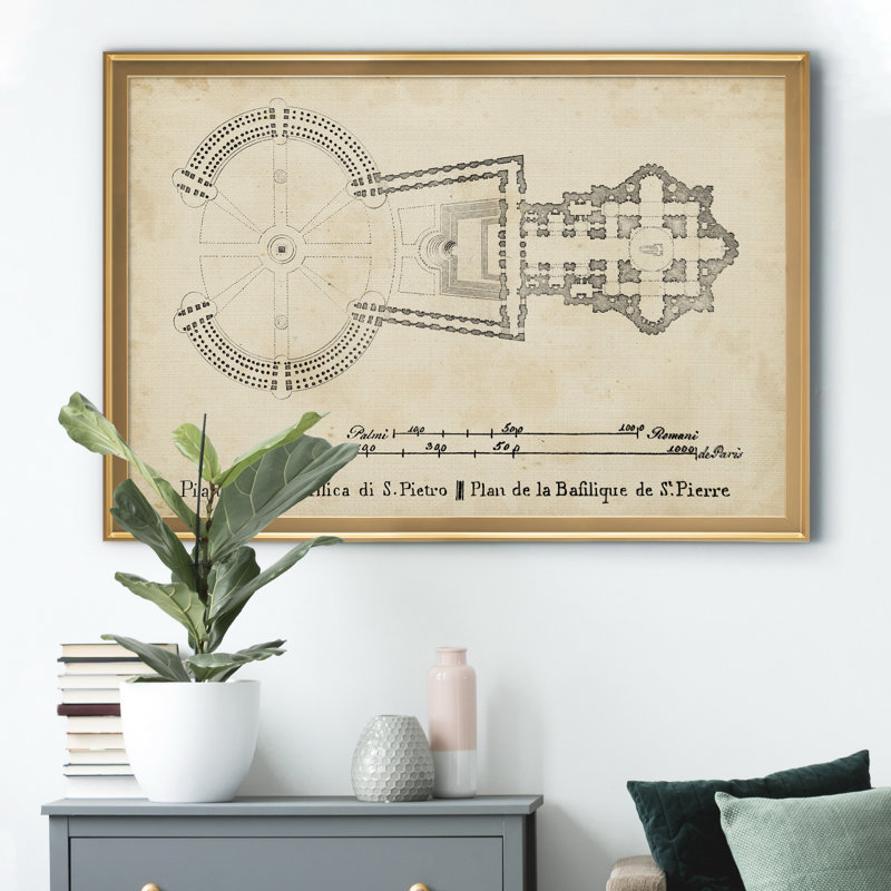 «Plan for St Peter's Basilica», impression sur toile encadrée, Doré, H 18,5 po x l 24,5 po x P 1,5 po