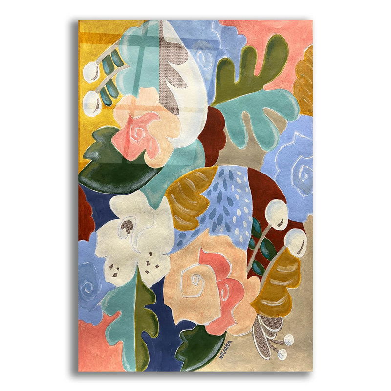 Red Barrel Studio 'Melange Of Flowers' By Holly Wojhan, Acrylic Glass Wall Art, H 16 po x l 12 po x P 0,13 po