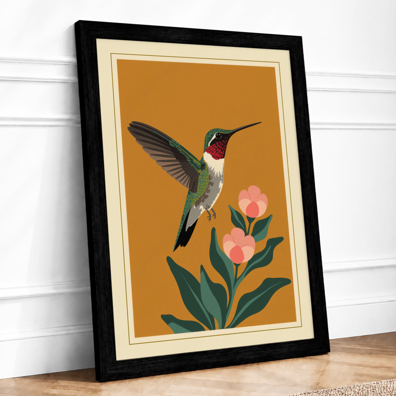 Hummingbird Among Blossoms Botanical - Print, A1 - 84.1 x 59.4 cm, Black