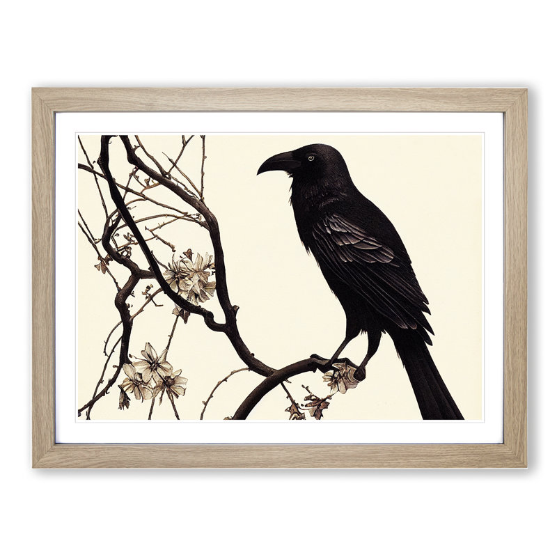 Terrific Crow Bird - Framed Print, 25cm H x 34cm W x 2cm D, Oak Framed