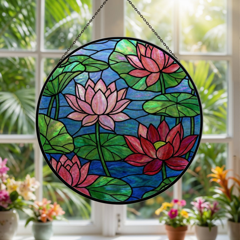Panneau de vitrail 12 "H Lotus
