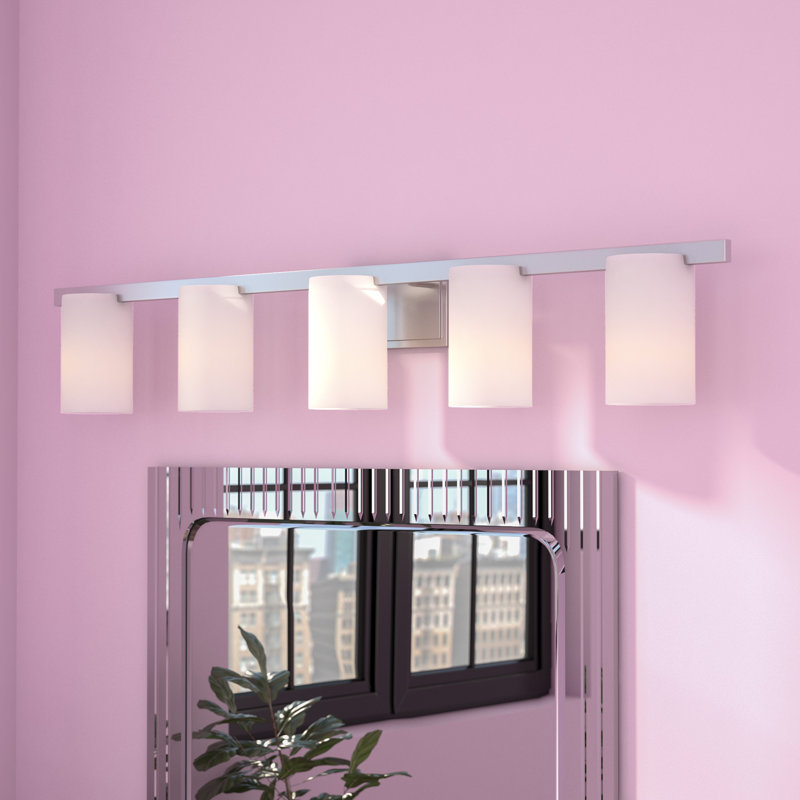 Éclairage pour salle de bain à intensité variable 5 lumières Delvin, Nickel brossé