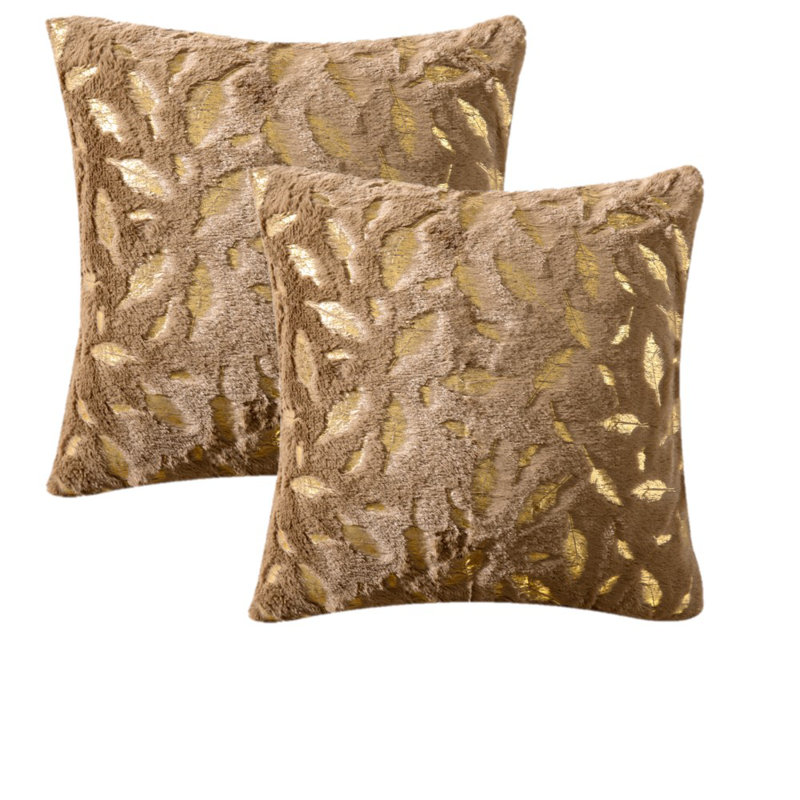  Square Faux Fur Pillow Cover, Caramel Brown, 18 x 18