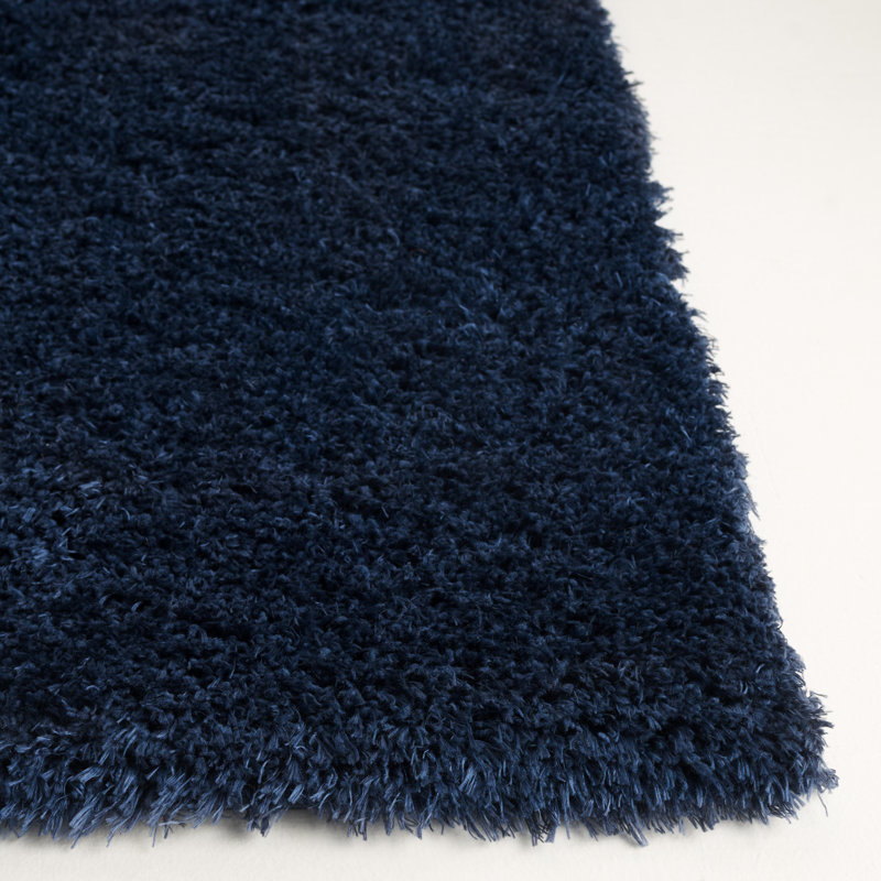 Brelee Solid Color Machine Woven Polyester Area Rug in Navy, Rectangle 8' x 10'
